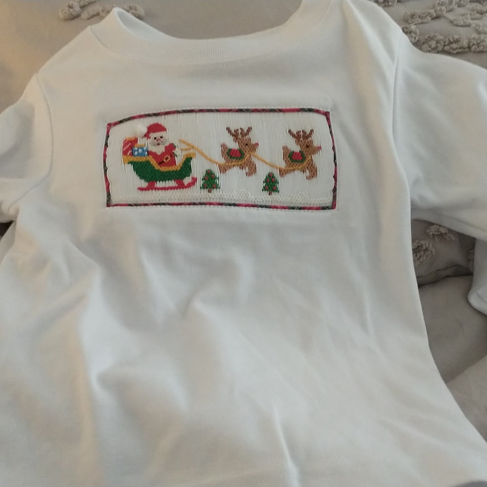 Little boys smocked Christmas shirt